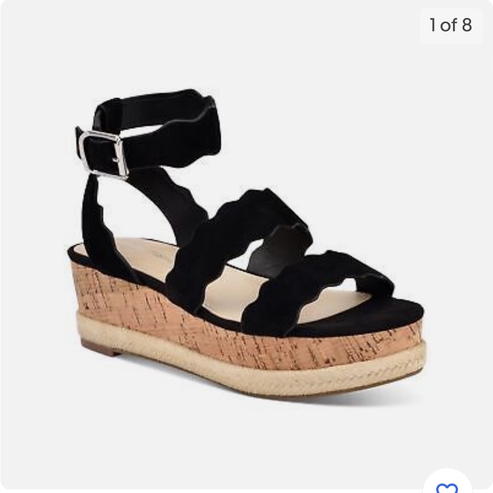 Black suede platform sandals